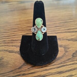 Ring Emerald Valley Turquoise And Moonstone Natural Stones Copper Size 7.5